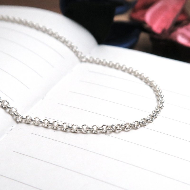 纯银搭配链 极简小圆链 2.0mm中细链 925纯银项链 银链 - 长链 - 纯银 银色