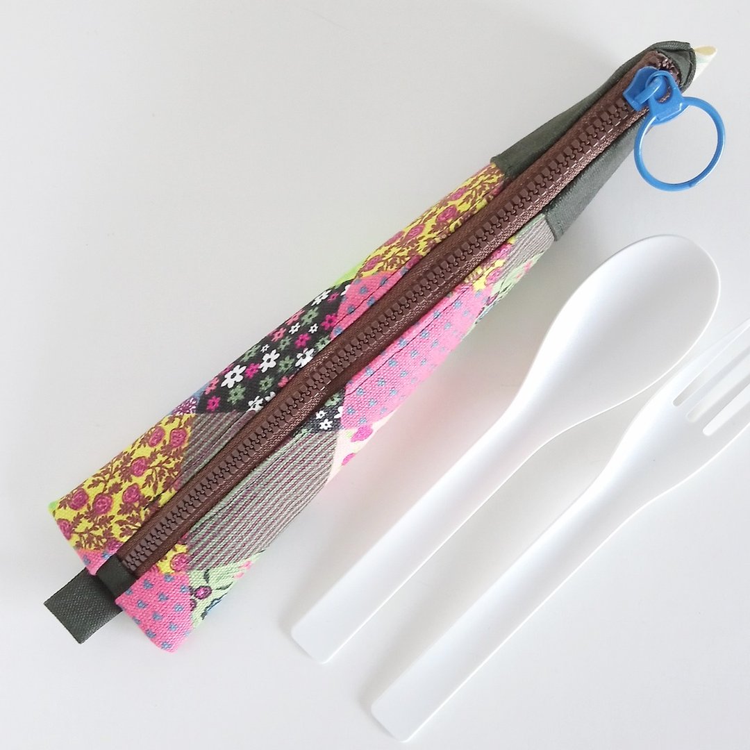【现货】三角餐具袋 餐具套 (方格印花) - 中号 - 筷子/筷架 - 棉 多色