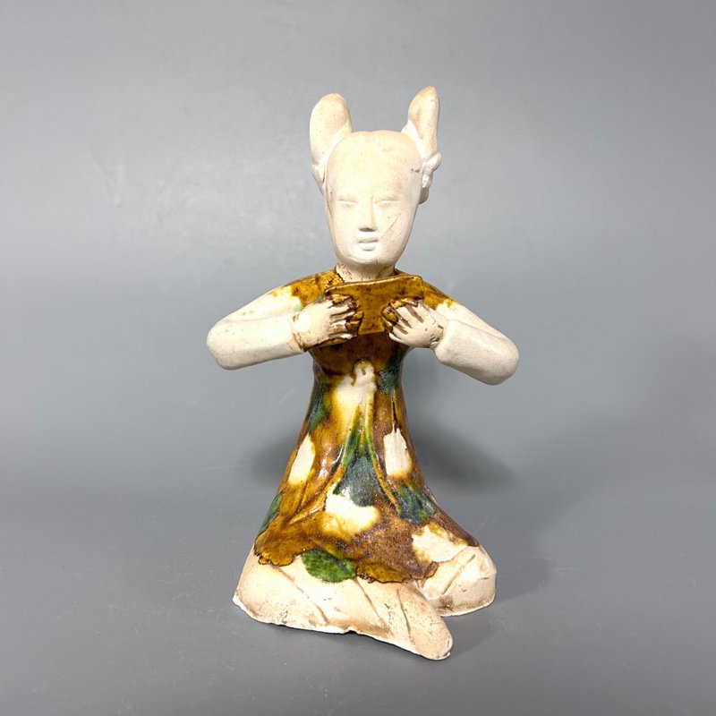 唐三彩仕女乐俑 - 摆饰 - 陶 卡其色