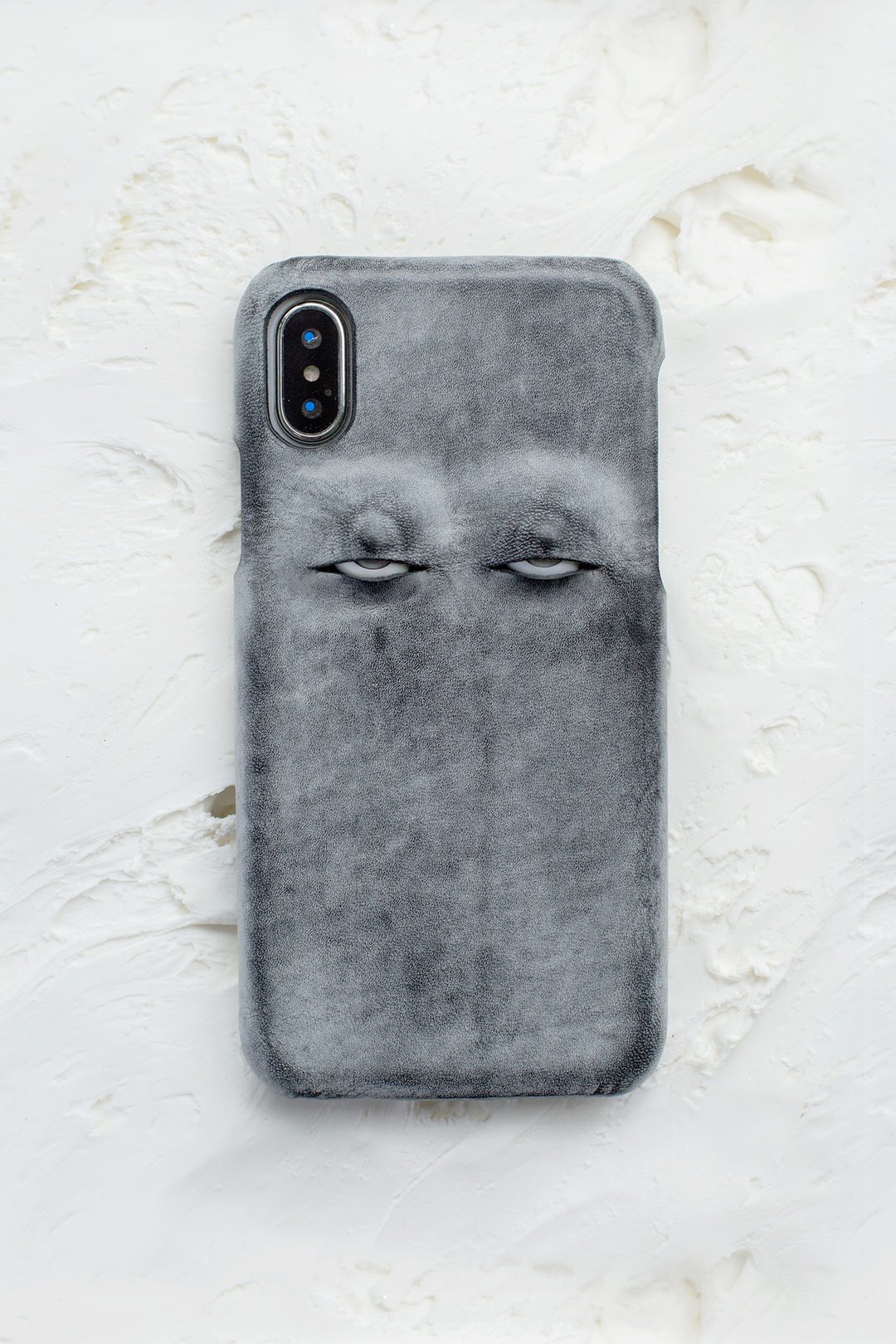 烟霧黑 翻白眼系列 手工真皮iPhone手機殼 保護套 意大利植鞣牛皮 - 手机壳/手机套 - 真皮 黑色