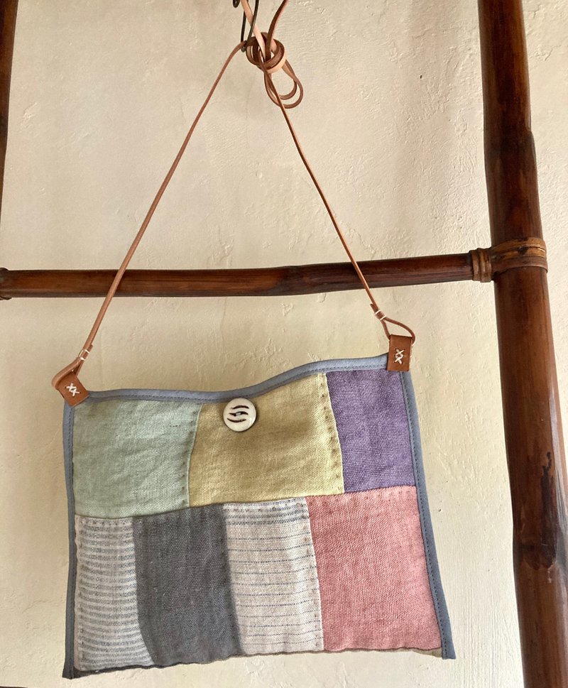 Handwoven hemp shoulder back Q - 侧背包/斜挎包 - 棉．麻 