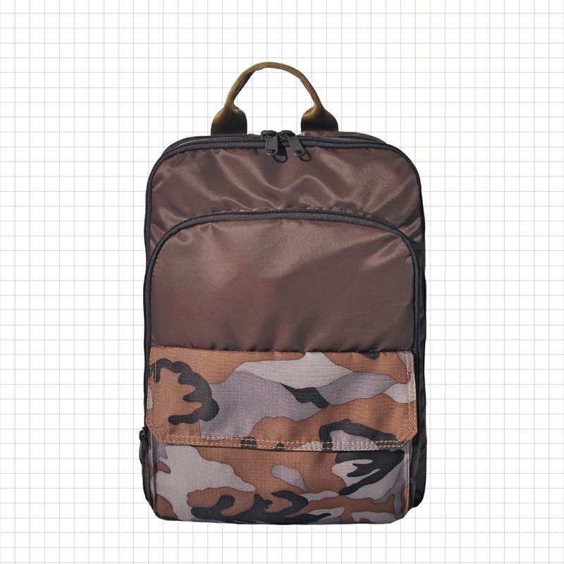 UO 双层方型后背包 UO-1399-BR【 台湾原创品包包品牌】 - 后背包/双肩包 - 尼龙 咖啡色