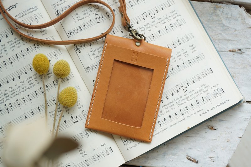 【材料包】直式好人缘证件套 含影片教学 - 皮件 - 真皮 橘色