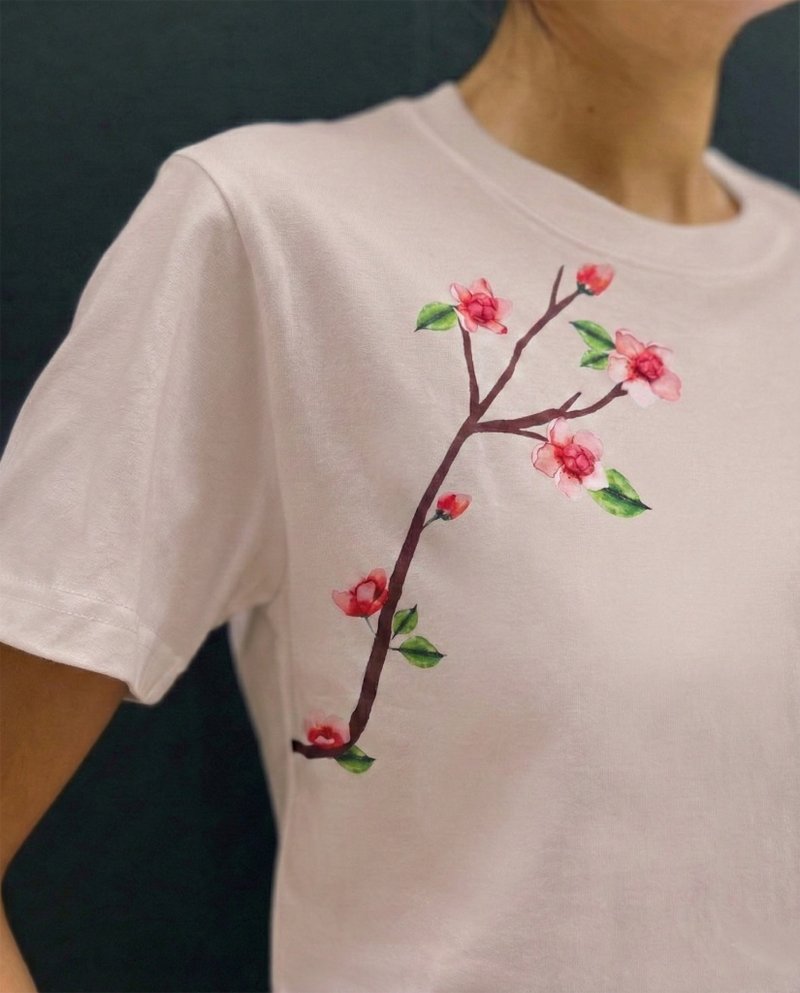 RIA 麻雀印花中式花钮 T 恤 (粉红色) - 女装 T 恤 - 棉．麻 粉红色