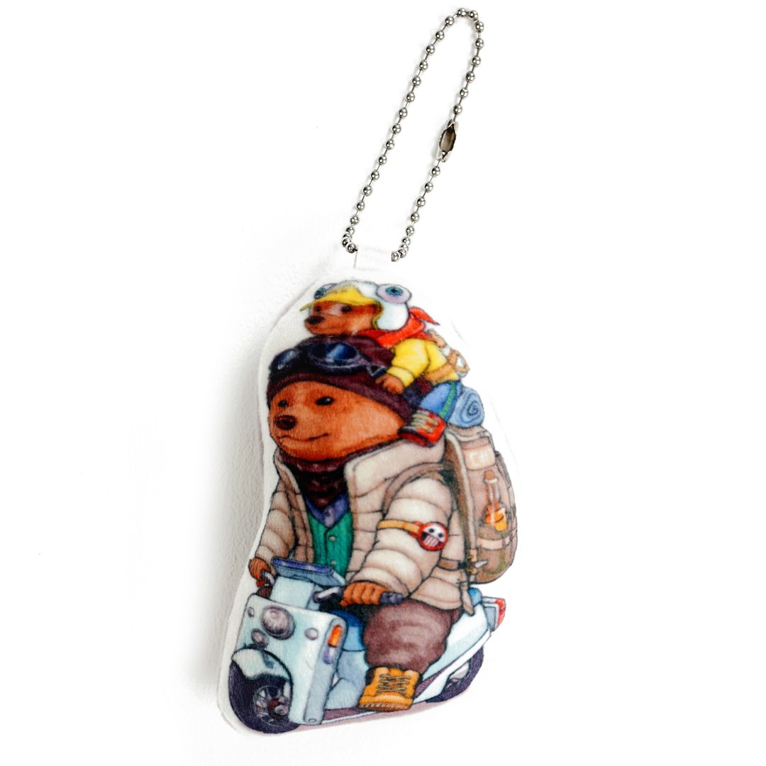 Bear ride motorcycle key chain pillow New arrival Gift New Year - 枕头/抱枕 - 聚酯纤维 灰色