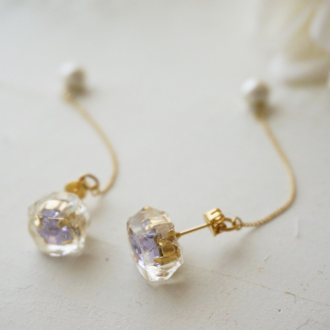 Frozen swarovski earring - 耳环/耳夹 - 其他材质 紫色