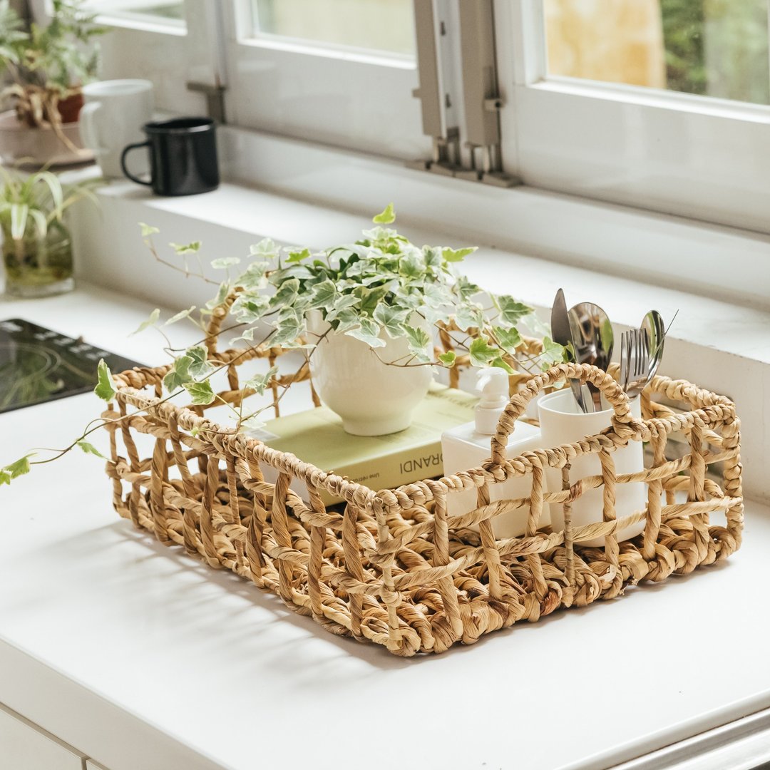 坚毅麻花-长方形篓空储物篮 - 收纳用品 - 其他材质 卡其色