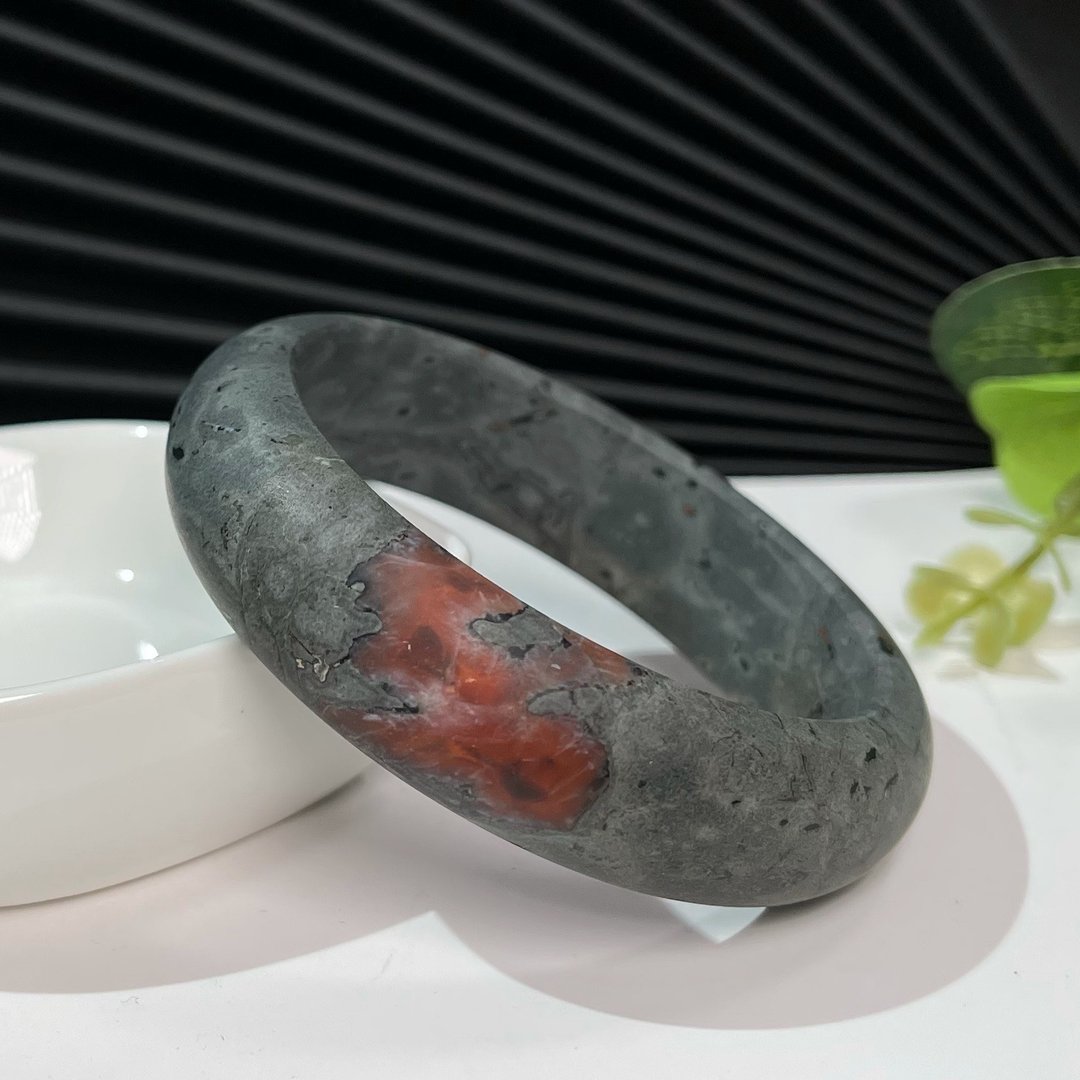 铁皮包浆南红玛瑙手镯56MM 柿子红哑光款鸿运当头赤玉手环 素朴 - 手链/手环 - 半宝石 