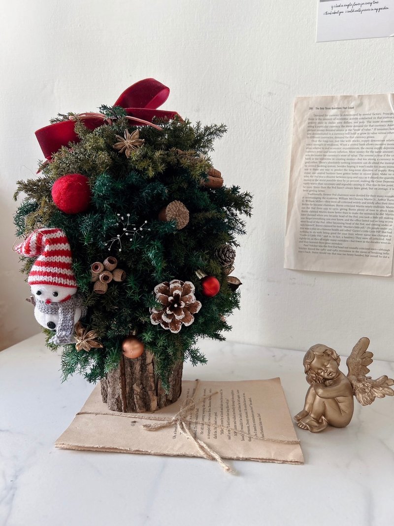 红色雪人 不凋雪松圣诞树 - 干燥花/捧花 - 植物．花 红色