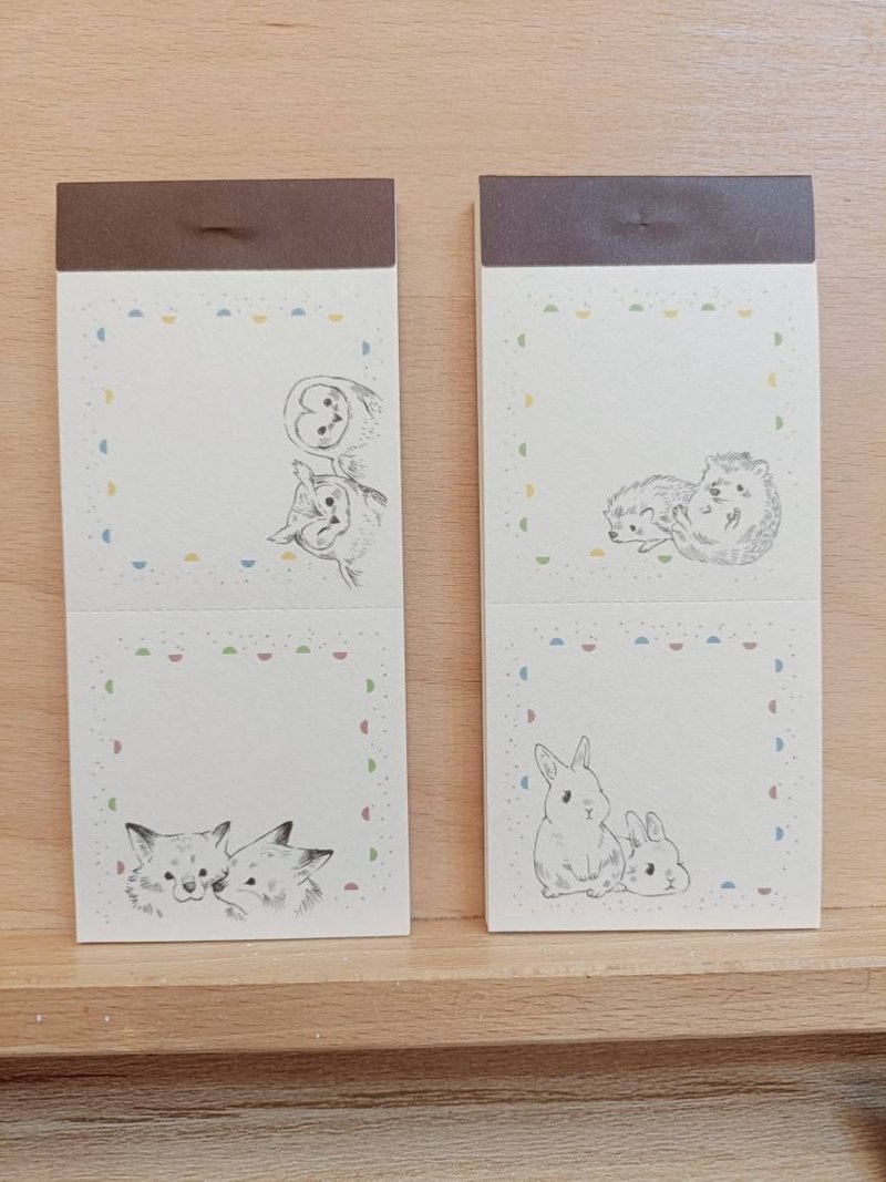 便签本(猫头鹰+狐狸/兔子+刺猬)12.7X5.6CM/50PiC - 便条纸/标签贴 - 纸 多色