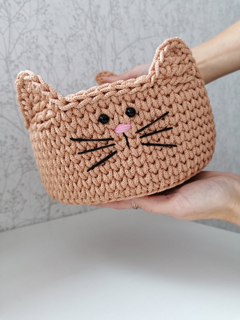 Cat basket for decoration and home storage - cat gifts - cat theme nursery - 置物架/篮子 - 聚酯纤维 咖啡色