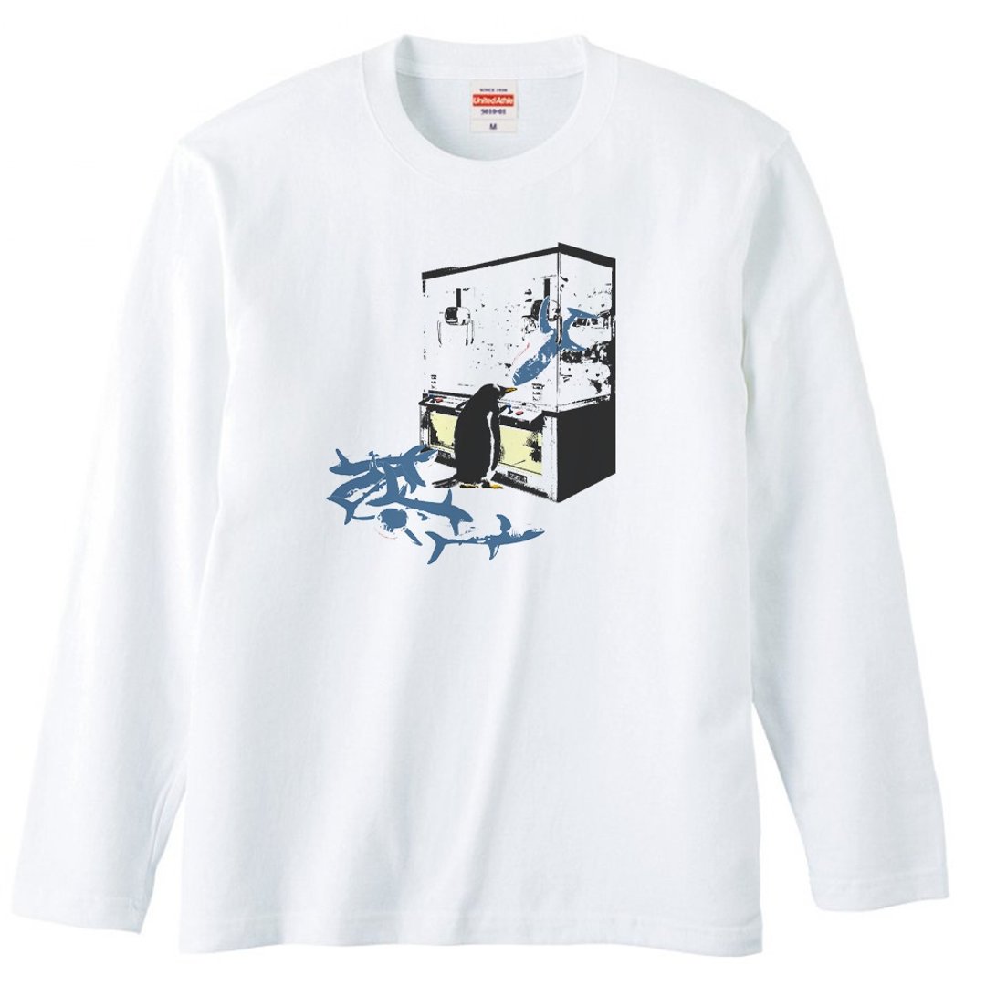 Long sleeve t-shirt / Buy-out penguin - 男装上衣/T 恤 - 棉 白色