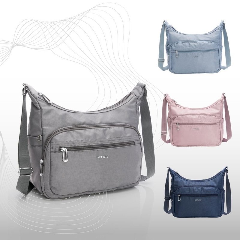 斜侧背 尼龙系列 烁星大容量斜背包 灰色 多色可选 BNE25009 - 侧背包/斜挎包 - 尼龙 灰色