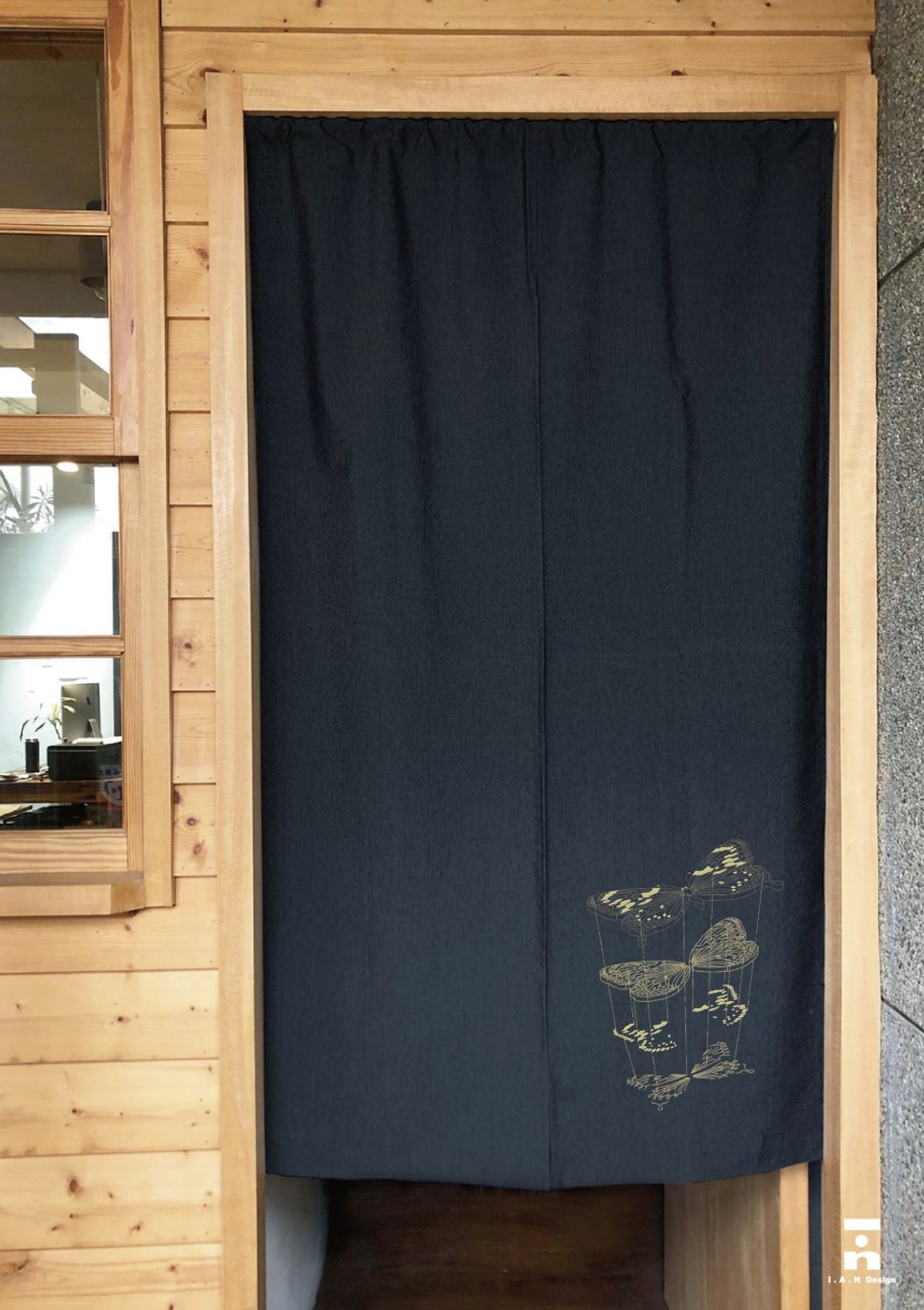 (多色款订制专区) 蝶-有机棉绢印日式中门帘 Organic Cotton - 门帘/门牌 - 棉 白色