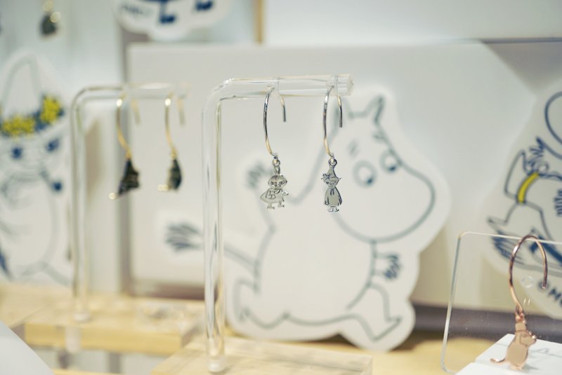 【Moomin】阿美与史力奇纯银耳环 - 项链 - 纯银 白色