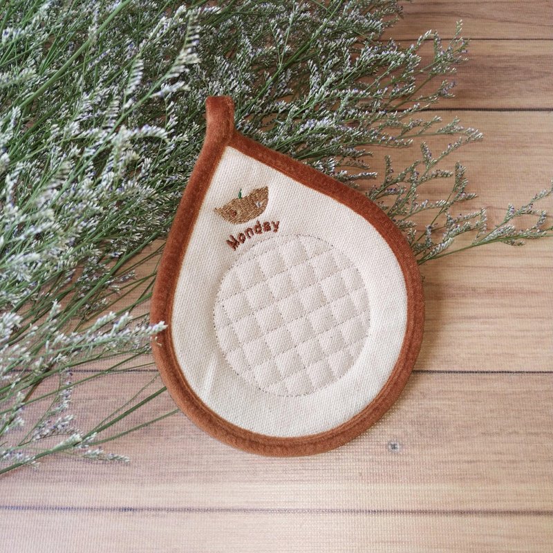 日子杯垫-Monday 星期一 - 杯垫 - 棉．麻 绿色