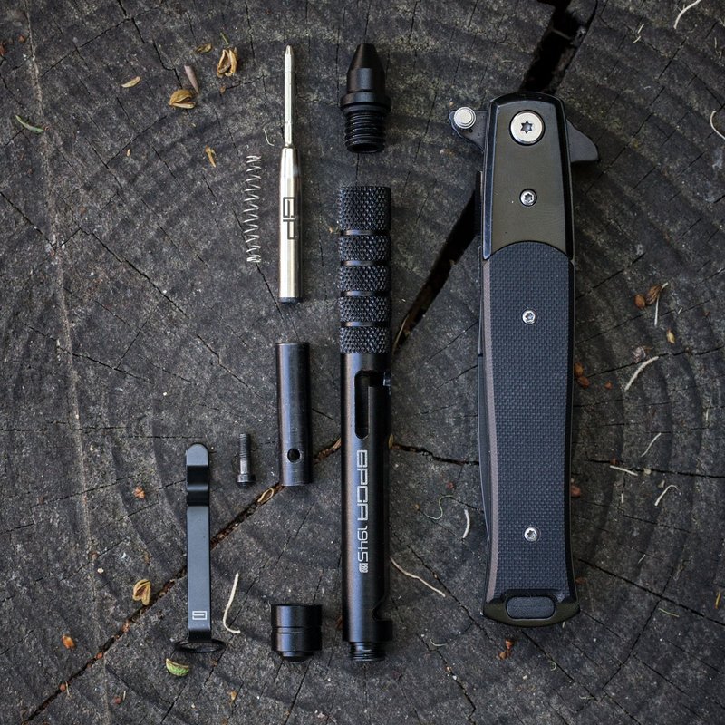 万用登山露营扣 (太空铝) + GP1945战术笔 (极夜黑) - 运动配件 - 不锈钢 黑色