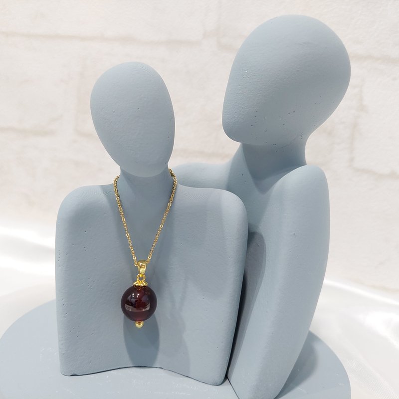 天然石榴石项链 - 项链 - 宝石 红色