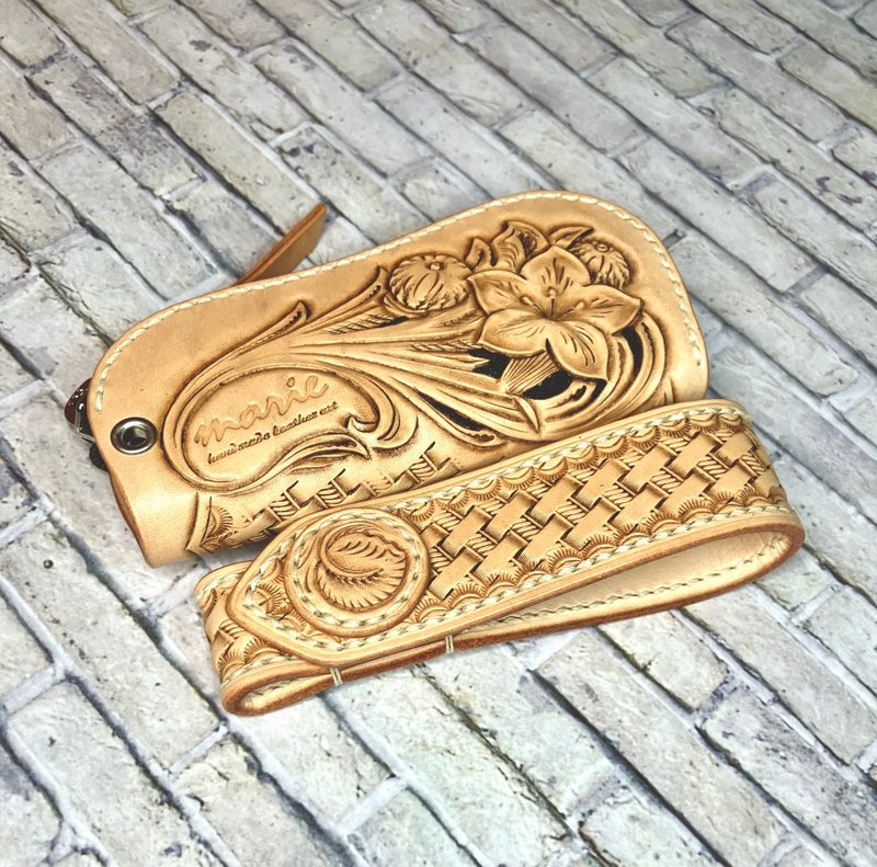 皮革钥匙包 皮革雕刻 皮带钥匙包 皮革配件 - 钥匙链/钥匙包 - 真皮 白色