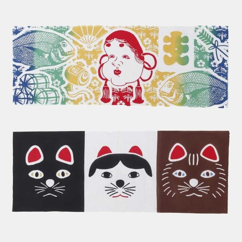 【热门预购】和风招财猫 彩色好运达摩长巾 毛巾 手巾7JRP4328-29 - 毛巾浴巾 - 棉．麻 