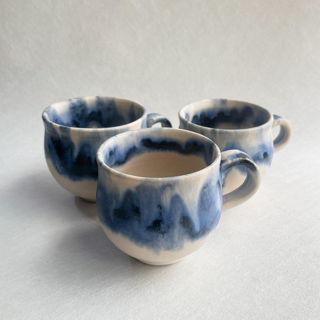 望川。手工陶瓷马克杯 咖啡杯 茶杯 杯子 对杯 陶器 新年礼物 - 咖啡杯/马克杯 - 陶 蓝色