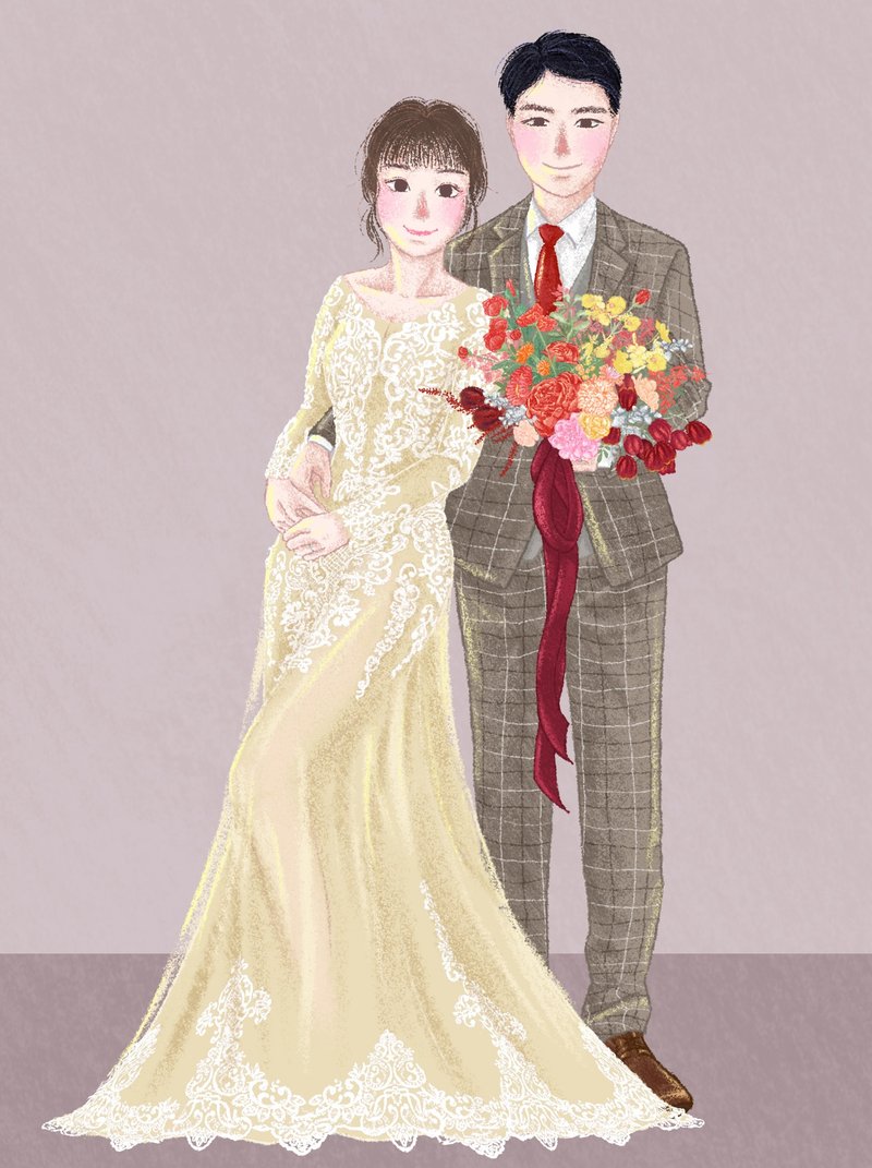【全身】似颜绘/手绘风/个人画像/全家福/情侣/朋友 - 订制画像 - 其他材质 透明
