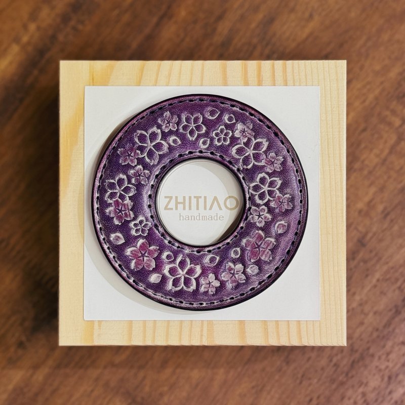 原创手工制作牛皮剑道刀镡 樱雪飘舞 雾蜡紫 剑锷 Tsuba - 运动配件 - 真皮 紫色