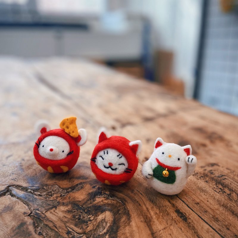 羊毛毡达磨猫 - 摆饰 - 羊毛 红色