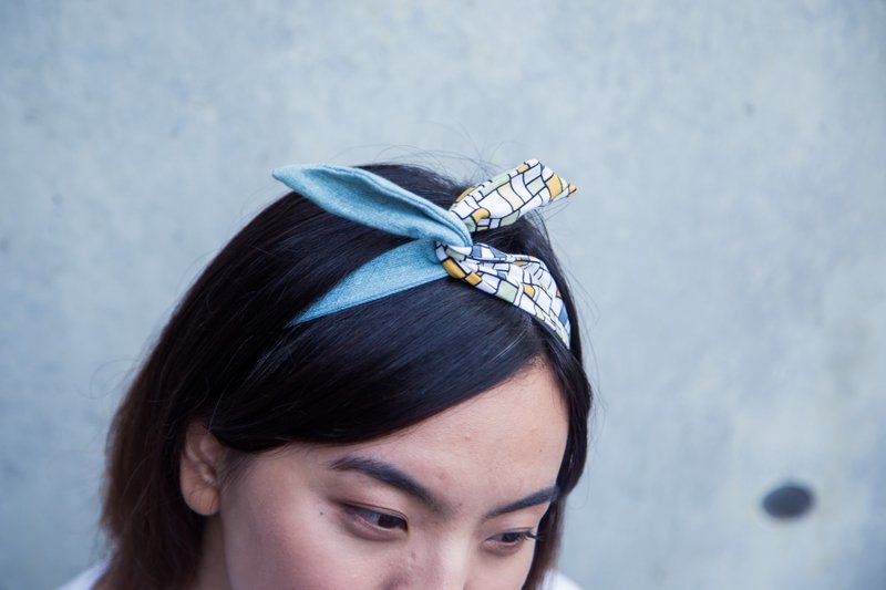 格子趣 / 格 白 绿 / 软铁丝 铁丝 发带 发箍 - 发带/发箍 - 棉．麻 