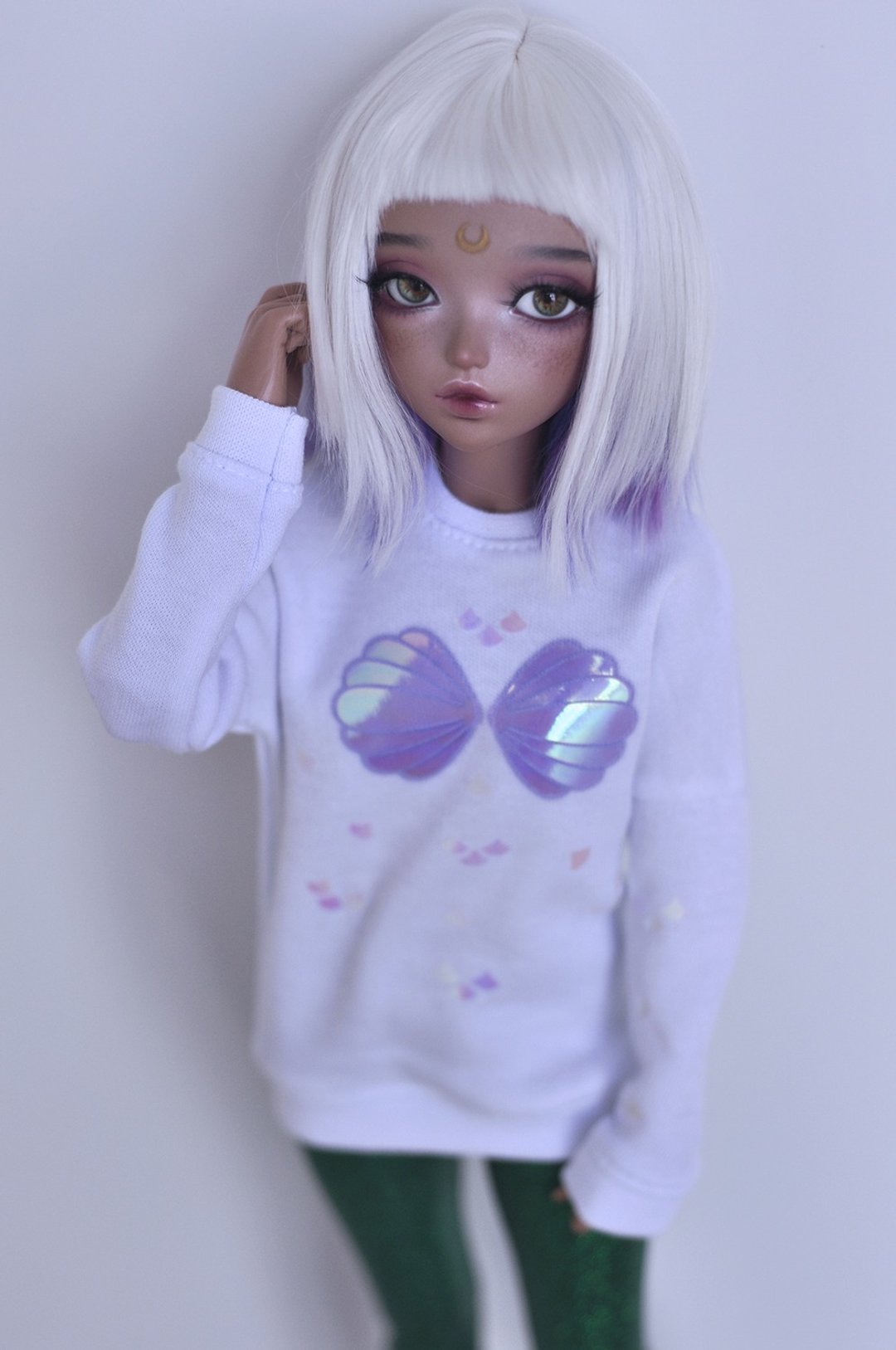 Sweatshirt 'Mermaid' for BJD Minifee (MSD) and Feeple60 (SD13) - 中性连帽卫衣/T 恤 - 其他材质 白色