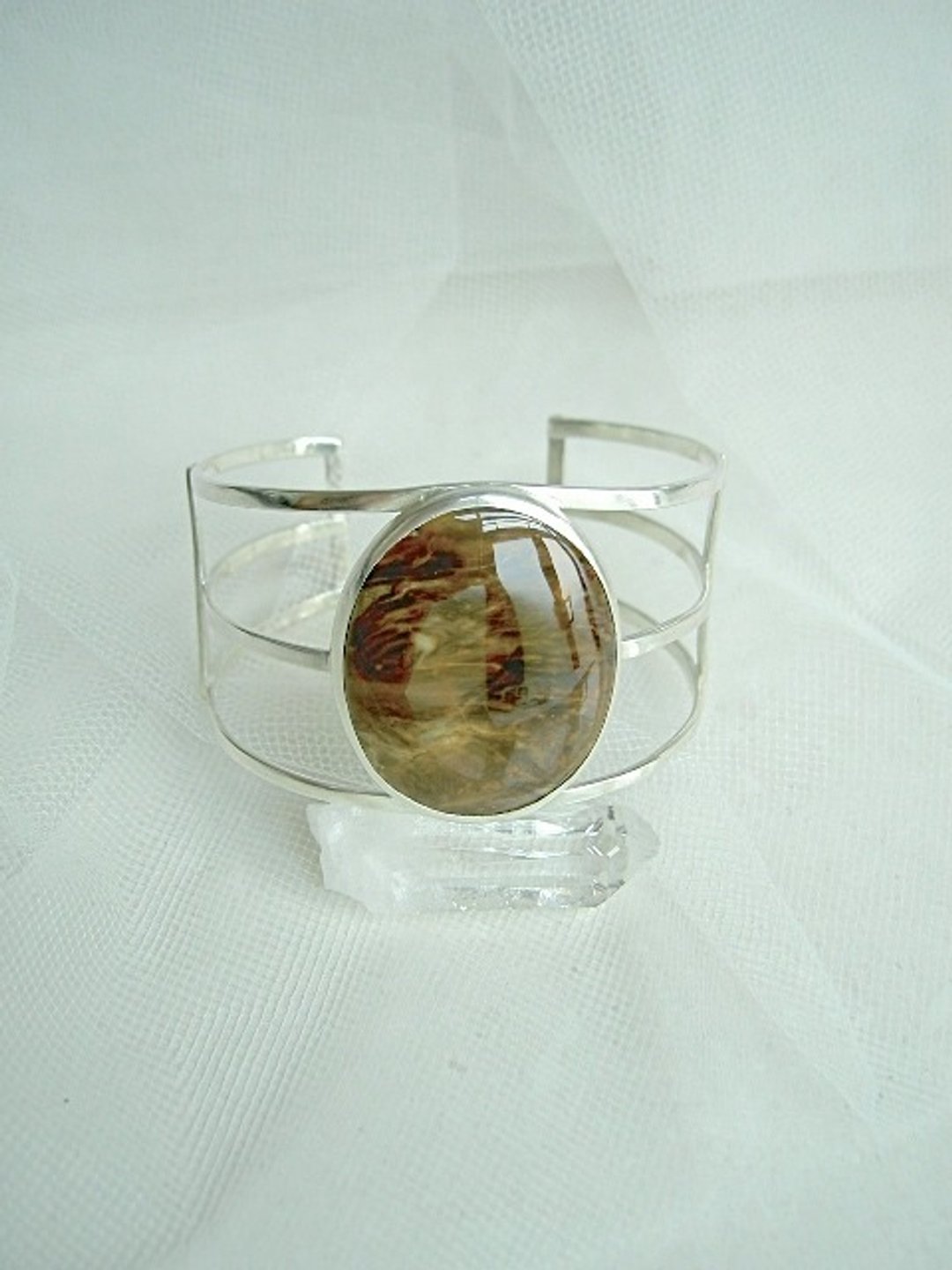 Petrified wood bangle - 手链/手环 - 宝石 咖啡色