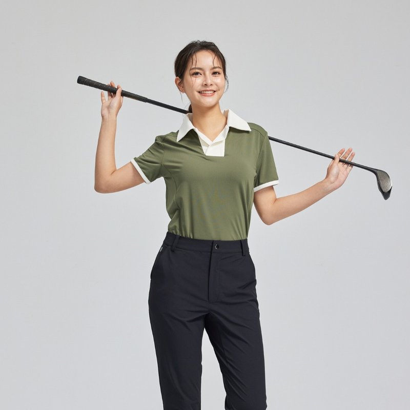 罗纹开领POLO衫 (TCool 凉感透气) - 女装上衣 - 其他材质 绿色
