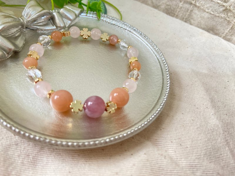 紫马粉、橙月光、西柚粉晶、白水晶 手链 - 手链/手环 - 水晶 橘色