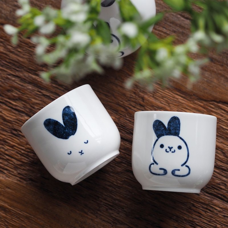 【中秋对杯款】月兔 玉兔 茶酒对杯 南瓜对杯 - 茶具/茶杯 - 瓷 白色