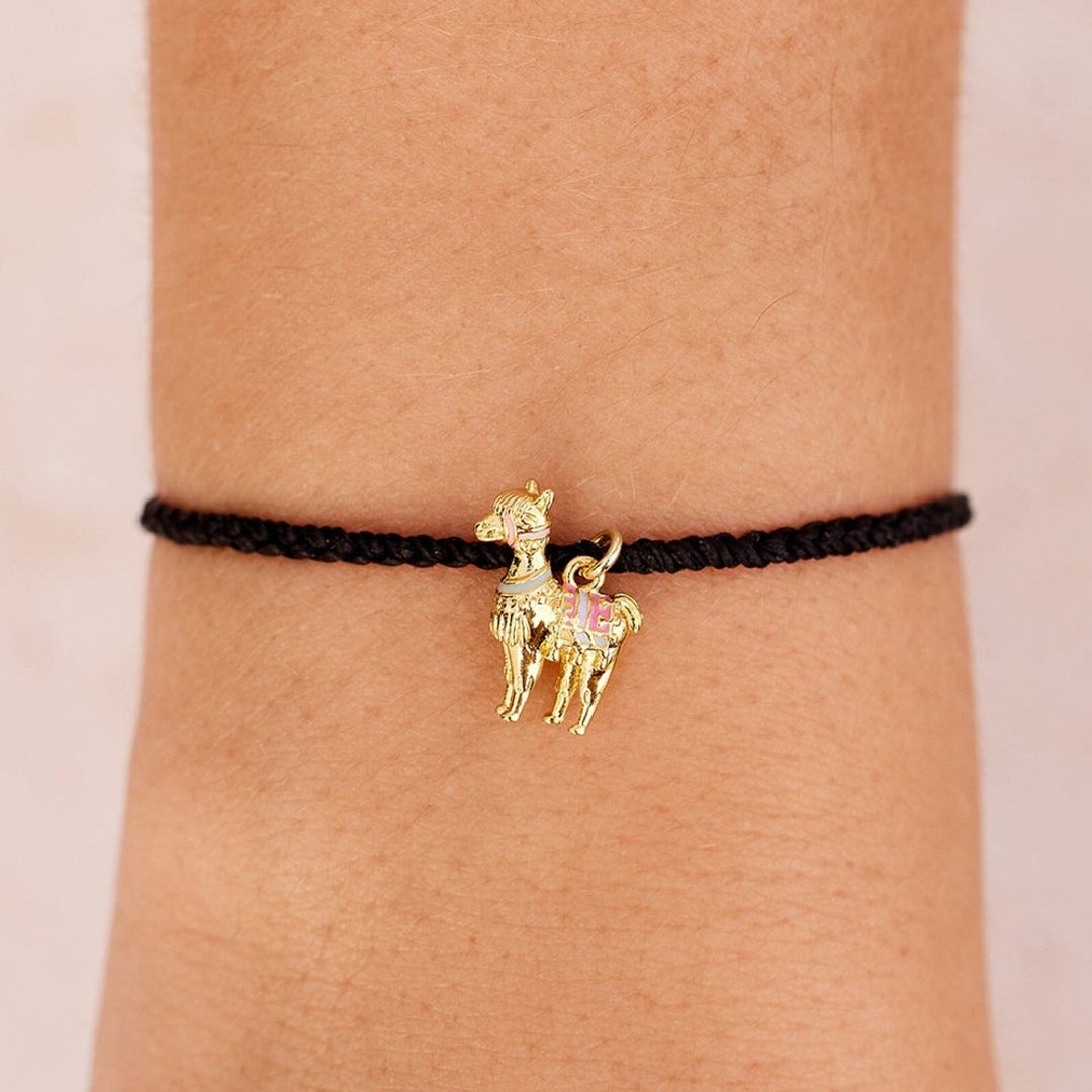 Pura Vida 美国手工 LLAMA CHARM 慈善系列 羊驼缀饰 蜡线手环 - 手链/手环 - 其他材质 黑色