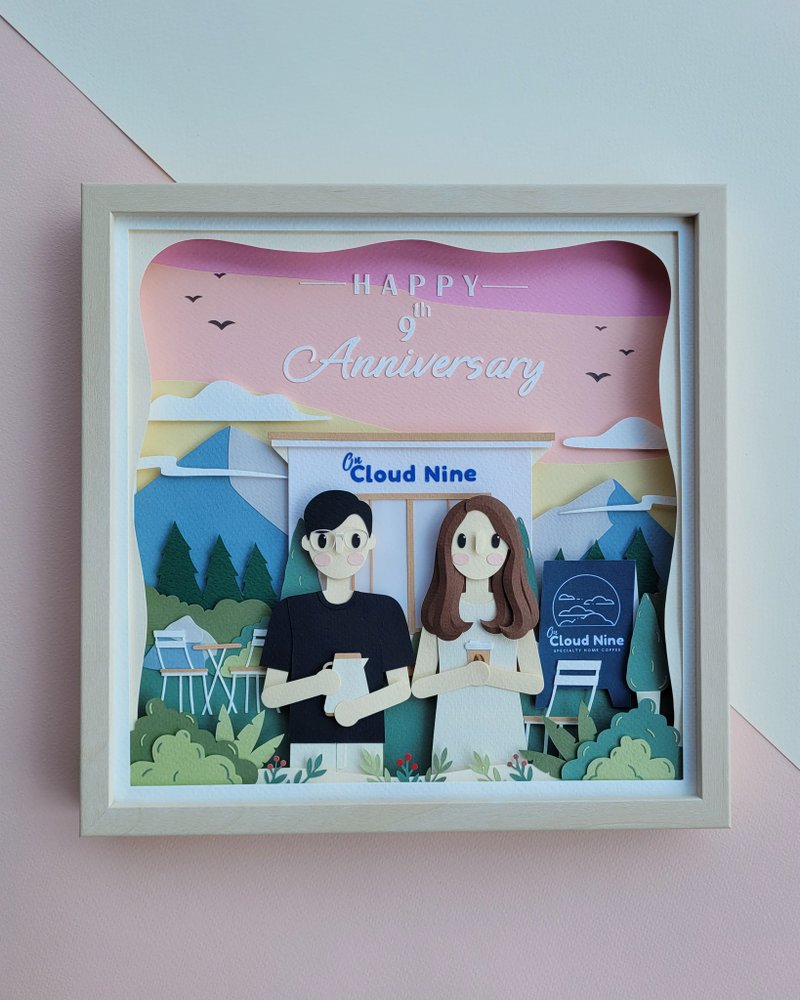 Special custom papercut frame : anniversary theme. - 画框/相框 - 纸 