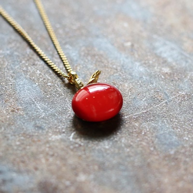 ガラスのりんご　N455 - 项链 - 其他金属 红色