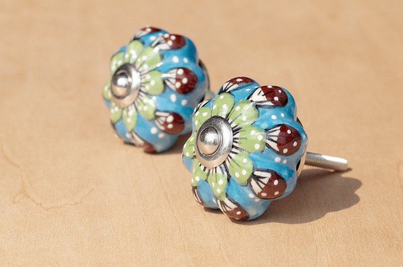 手绘陶瓷手把/陶瓷门把/陶瓷窗户门把-花型工业风立体雕花一对 - 花瓶/陶器 - 陶 多色