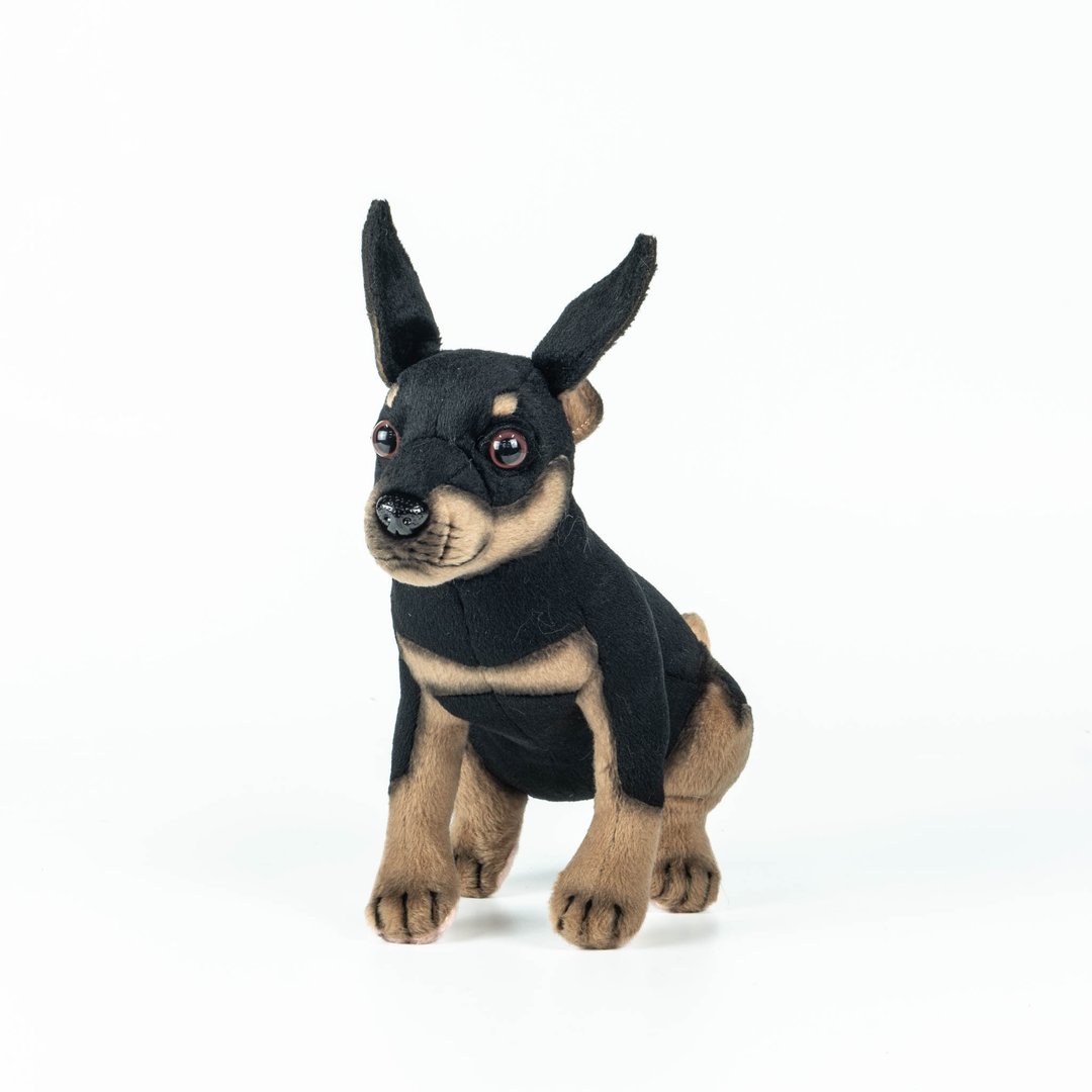 Hansa 8552-杜宾犬坐姿26厘米长 - 玩偶/公仔 - 环保材料 黑色