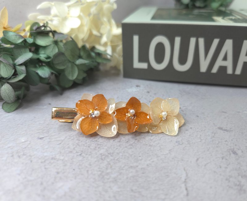 复古橘调绣球永生花发夹 - 发饰 - 植物．花 橘色
