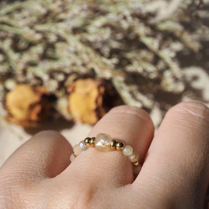ll 晨曦 ll 黄水晶 钛晶 招财运 天然石 戒指 RG-00006 - 戒指 - 半宝石 金色