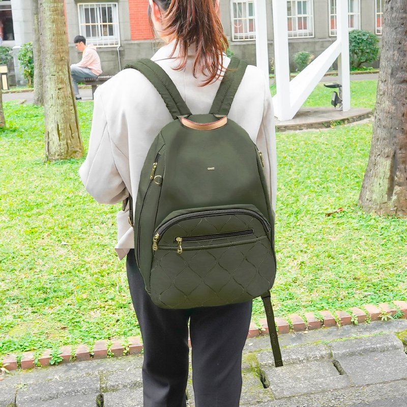 葫芦纹侧拉链防盗后背包23337(加大款)经典绿 - 后背包/双肩包 - 尼龙 绿色