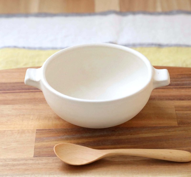 雾面釉药的造型汤碗 - 碗 - 陶 白色