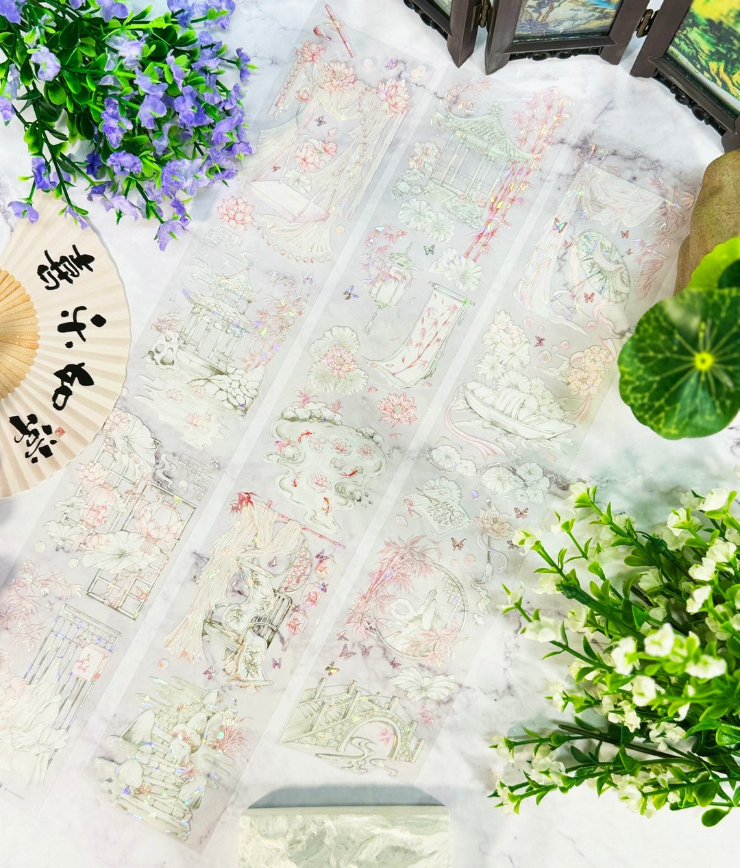 西洲曲粉 PET 纸胶带 白墨+模切 贝壳光 5米卷 - 纸胶带 - 塑料 多色