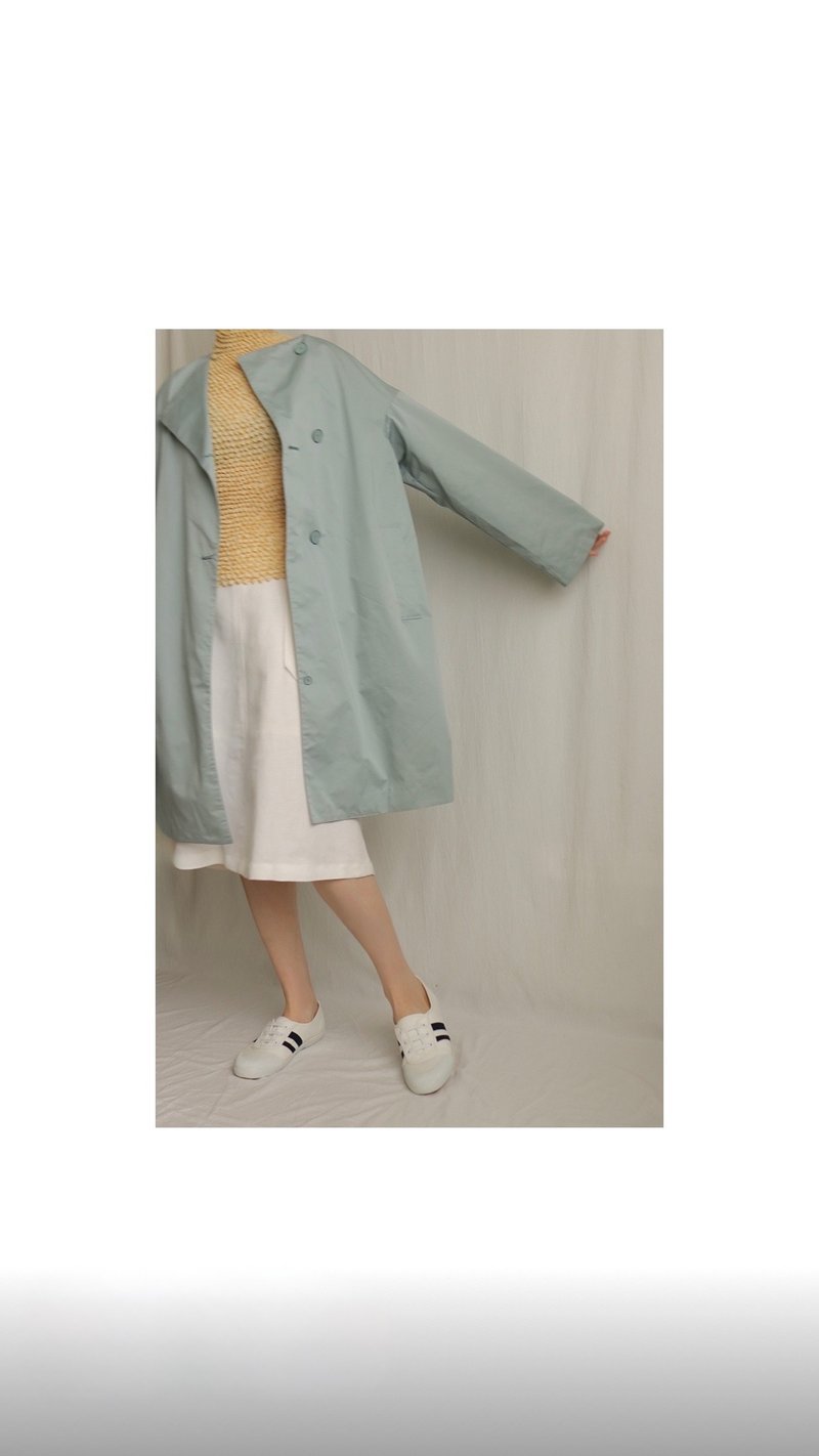 【 古着良品 】-粉彩湖水绿 春秋换季 轻风衣 换季 风衣 - 女装西装外套/风衣 - 聚酯纤维 