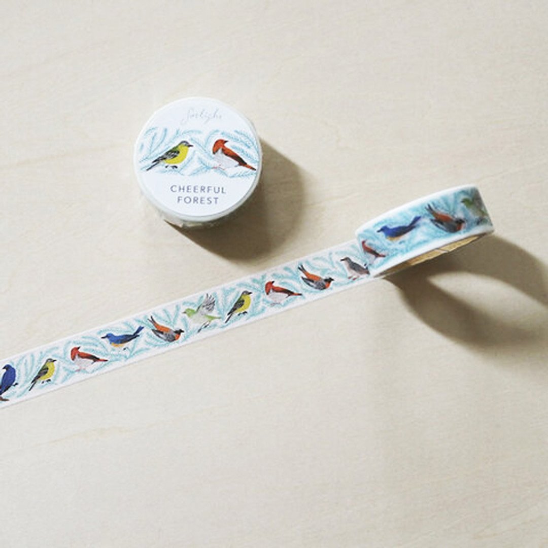 Cheerful forest Masking tape 15mm / Bird - 纸胶带 - 纸 多色
