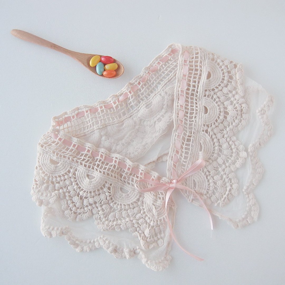 Crochet peter pan wave Detachable Collar - 女装上衣 - 棉 白色