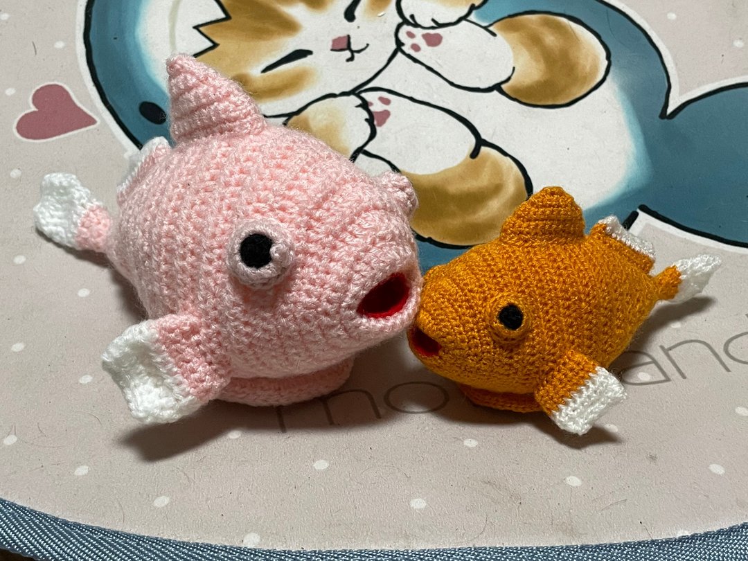 Crochet Sea Creatures Cutiest Balloon Lumpfish Amigurumi (L size) - 编织/刺绣/羊毛毡/裁缝 - 棉 粉红色