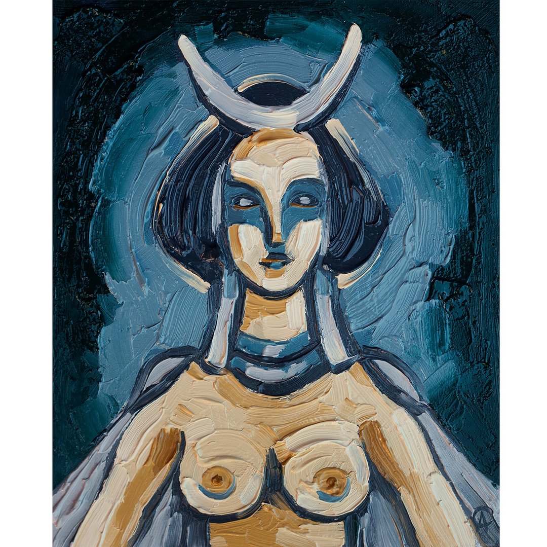 女神伊南娜绘画精神原创艺术神话艺术品油面板 - 海报/装饰画/版画 - 其他材质 橘色