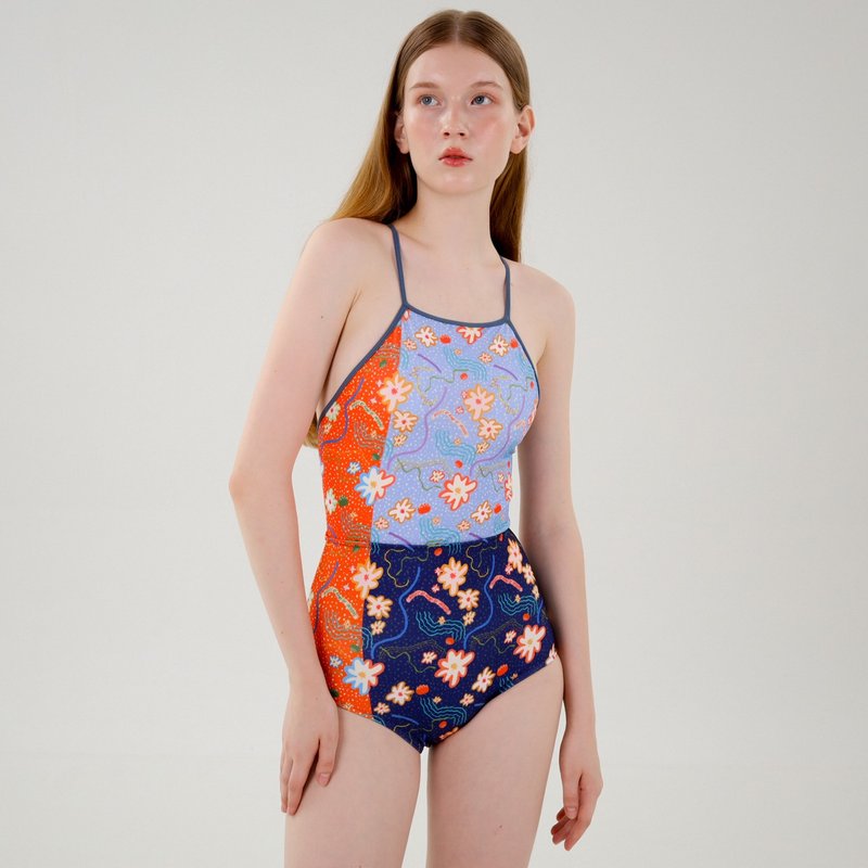 RECYCLE FABRICS - 方形连体衣 / 花卉印花 BLT064FLOW - 女装泳衣/比基尼 - 环保材料 多色